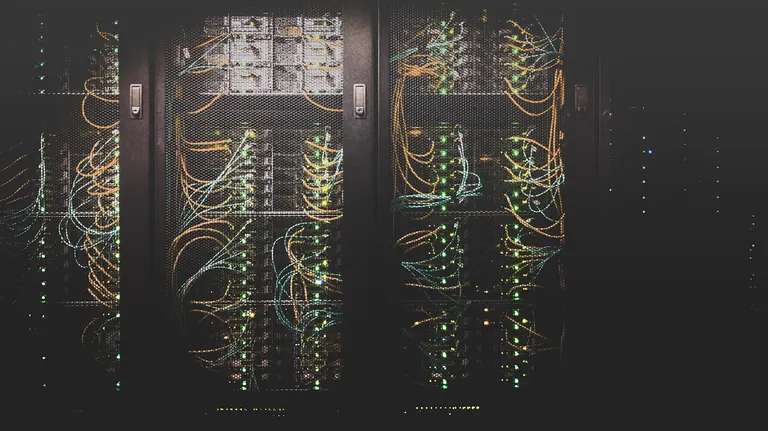 Racks of network equipment in a data centre