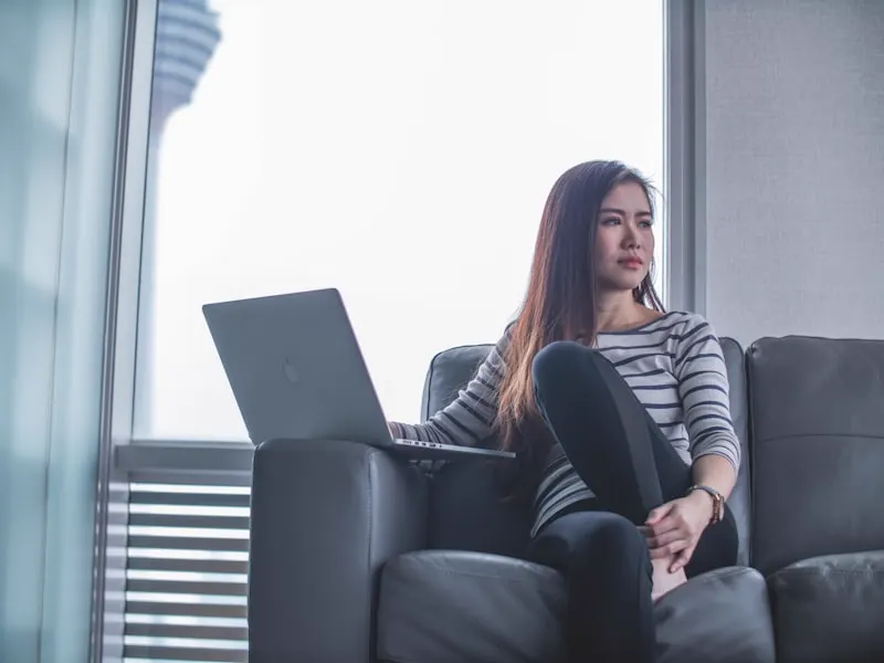 Employee working from home on a laptop