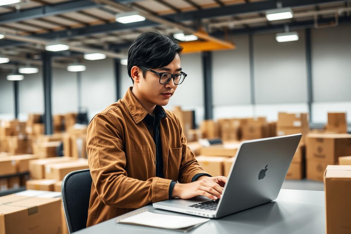 E-commerce operations specialist working beside a fulfilment floor